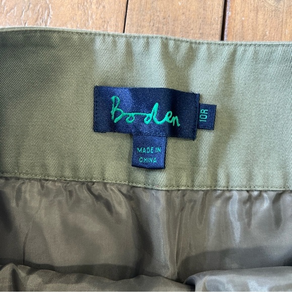 Boden Floral Embroidered Y2K Skirt Olive Chino Retro Knee Length Preppy US 6 - Picture 5 of 13